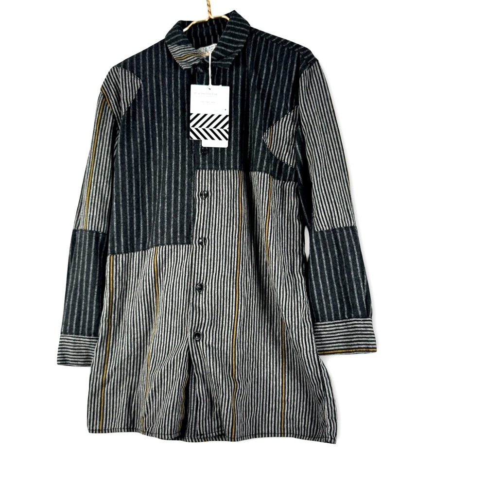 New Sandrine Rose Free People Patchwork Soft Striped Button Up Shirt Sz M Medium